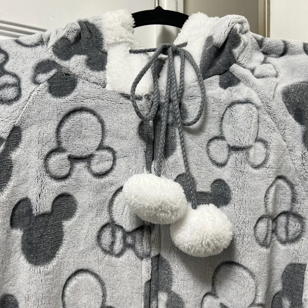 Disney Mickey and Minnie Mouse One Piece Hoodie Pajama Set Women SIZE Large - Picture 11 of 16